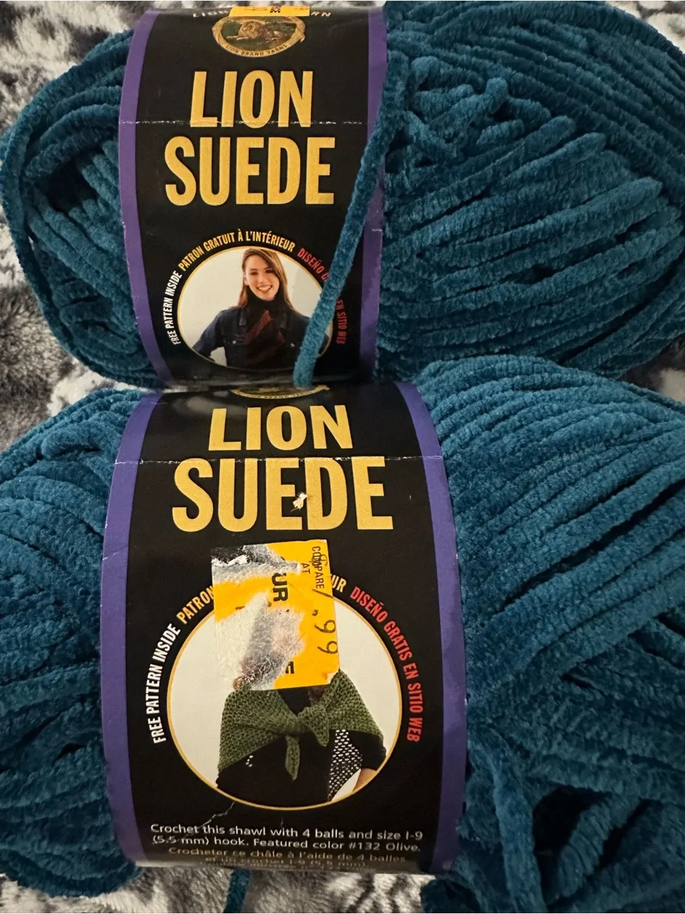 Lion Suede Bulky Yarn Teal - 3 Skeins